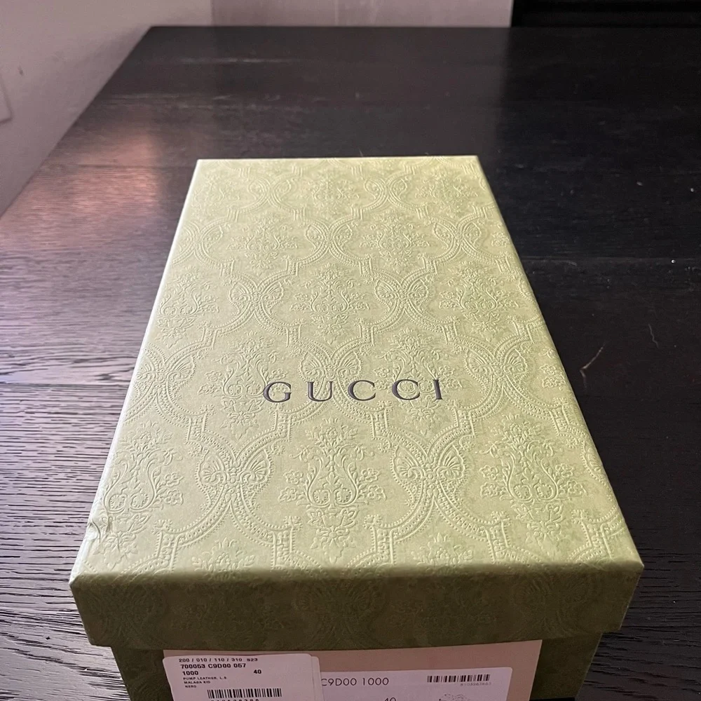 Gucci Woman Leather Malaga Kid Loafer Pump aka the Blonde Mid Heel Pumps - Picture 13 of 14